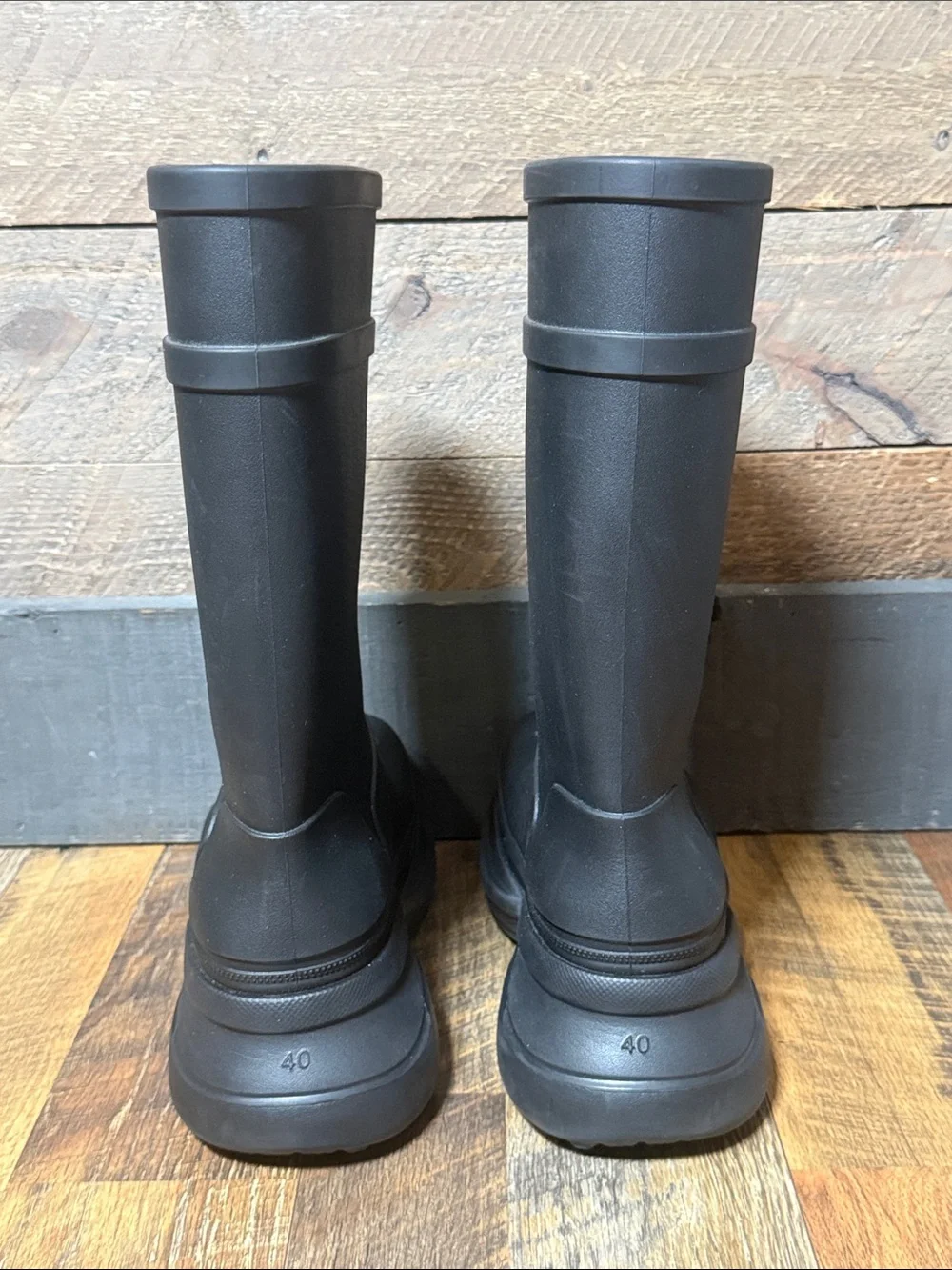 Balenciaga x Crocs Boots Matte Black Platform Rain Boots Size 40